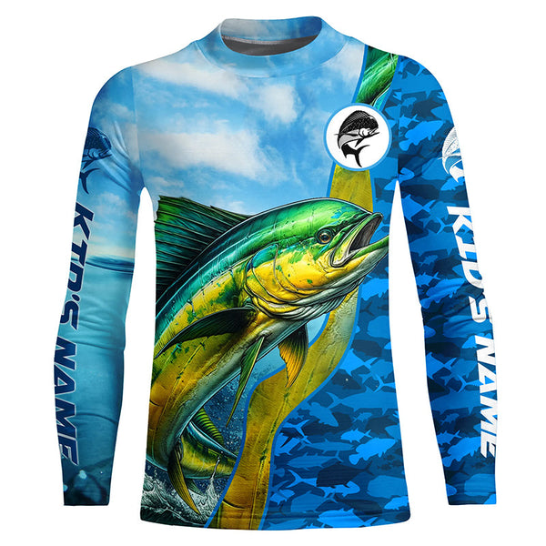 Mahi mahi saltwater fishing Custom sea blue camo UV Protection Fishing shirts, Dorado fishing Jerseys NQS5631