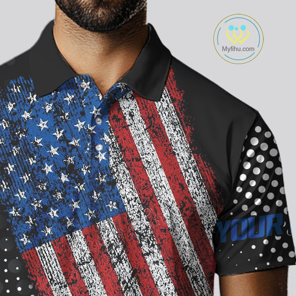 Personalized golf polo shirts for Men Vintage American Flag Custom patriotic golf tops for mens NQS9835