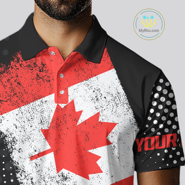 Personalized golf polo shirts for Men Vintage Canadian Flag Custom patriotic golf tops for mens NQS9836