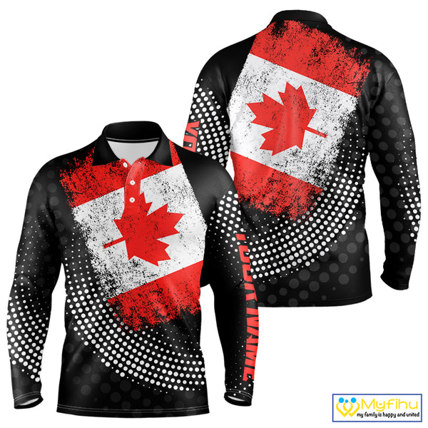 Personalized golf polo shirts for Men Vintage Canadian Flag Custom patriotic golf tops for mens NQS9836
