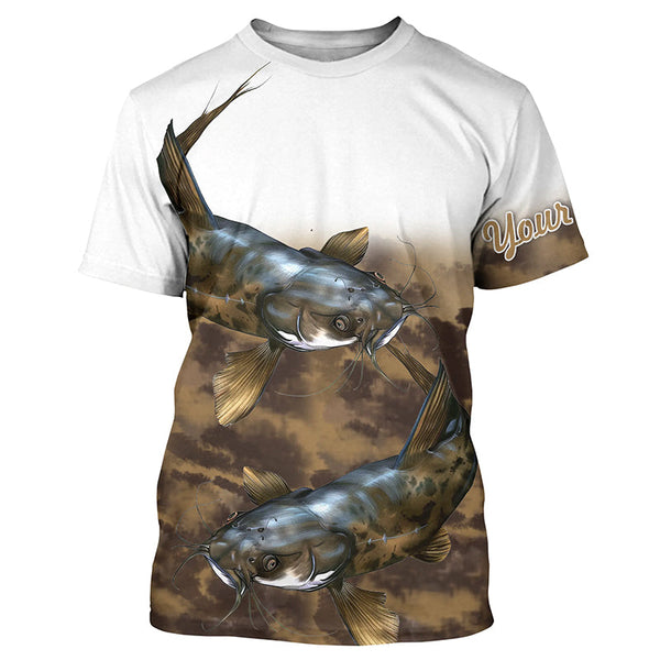 Flathead Catfish Fishing Customize UV Protection Long Sleeve Fishing Shirts, Personalized Fishing Gift NQS271