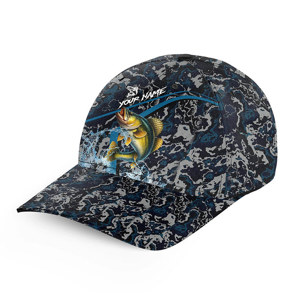 Custom Walleye Fishing Camo Baseball Angler Hat Cap, Personalized Walleye Fishing Team Hat with Names NQS9952