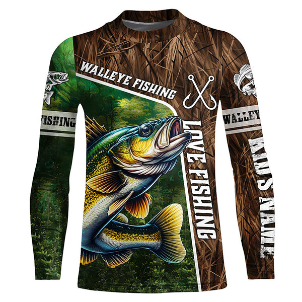 Personalized Walleye Fishing Shirts, Love Fishing Camo 3D All Over Printed Shirts NQS5716