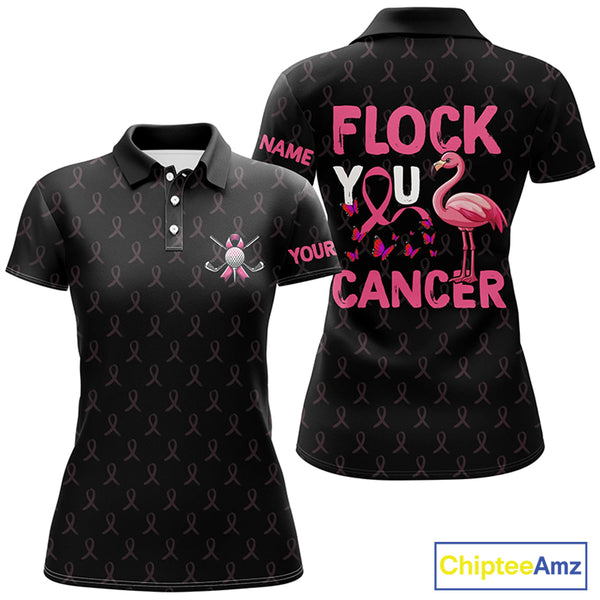 Black camo pink ribbons Women Golf Polo Shirts custom Flamingo Flock you breast cancer golf shirts NQS8461