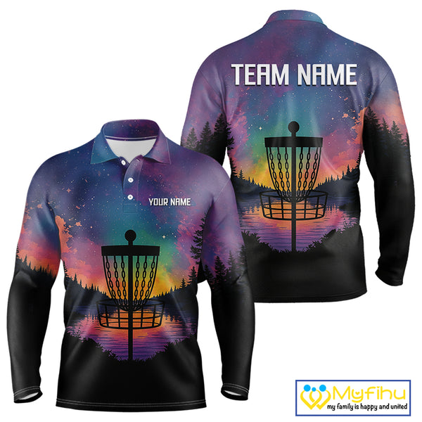 Colorful Disc golf polo shirts for Mens Custom Disc Golf basket attire for Team NQS10129