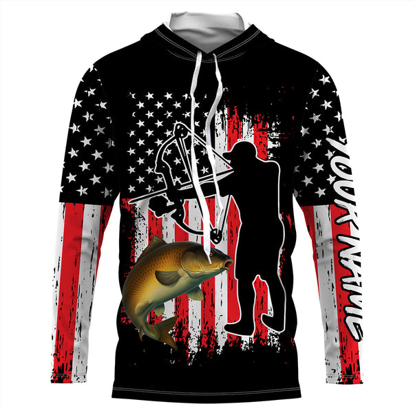 Carp hunter bow fishing American flag patriotic Custom Name fishing jersey NQS2969