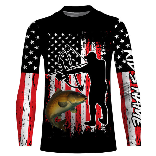 Carp hunter bow fishing American flag patriotic Custom Name fishing jersey NQS2969