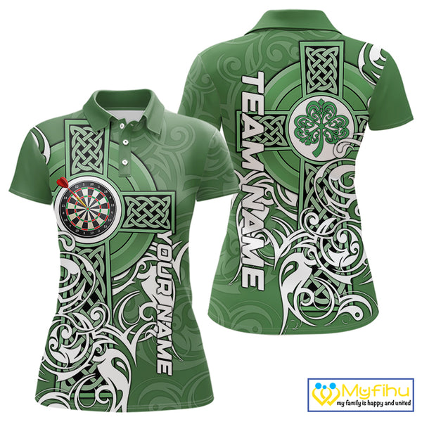 Green Irish Tribal Cross St Patrick's Day Women Darts shirts Custom Lucky Darts Team Jerseys NQS9553