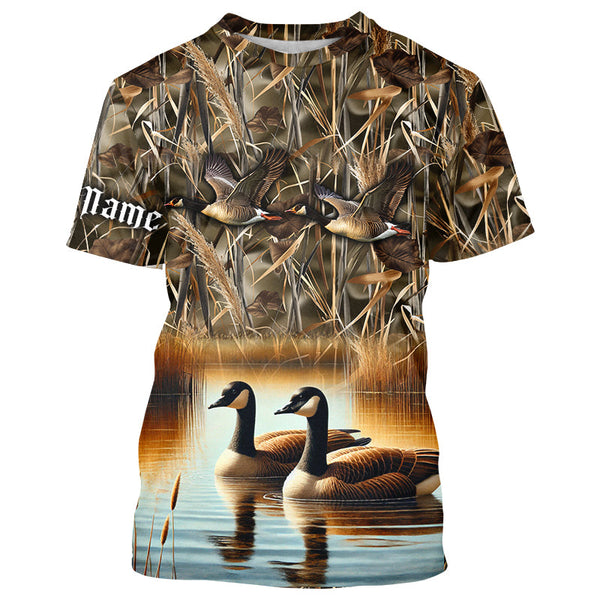 Goose Hunting waterfowl camo Customize Name 3D All Over Printed Shirts Personalized Hunting gift NQS4152