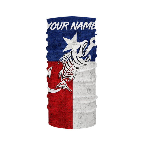 Texas fishing Fish hook skull reaper vintage flag Custom Name sun protection fishing shirts for men NQS3491
