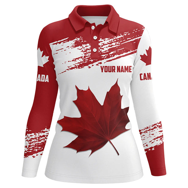 Canadian flag Womens golf polo shirt custom Maple leaves patriotic Canada golf shirt for ladies NQS6659