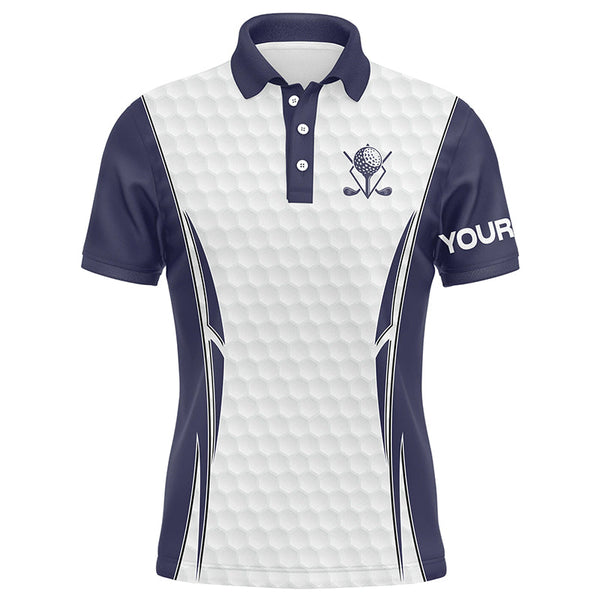 Blue Navy and White golf ball Mens golf polo shirts custom golf outfits men, golf gifts for men NQS7871