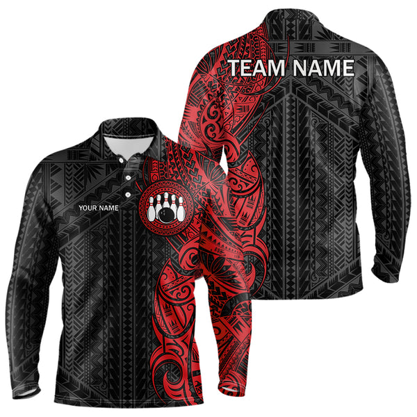 Black and Red Tribal pattern Mens Bowling Shirts Custom Bowling outfit men Team bowling league jersey NQS9738