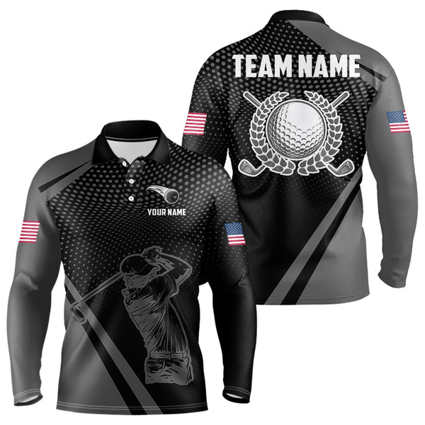 Golf Polo Shirts For Men Custom Team Name golf tops for mens, unique golf gifts | Black NQS9748
