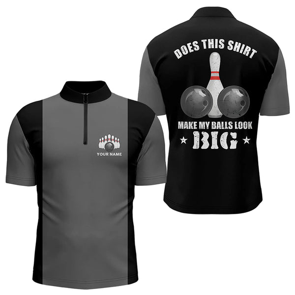 Funny Bowling shirts for Men Custom vintage grey and black Does this shirt make my balls look big NQS9267