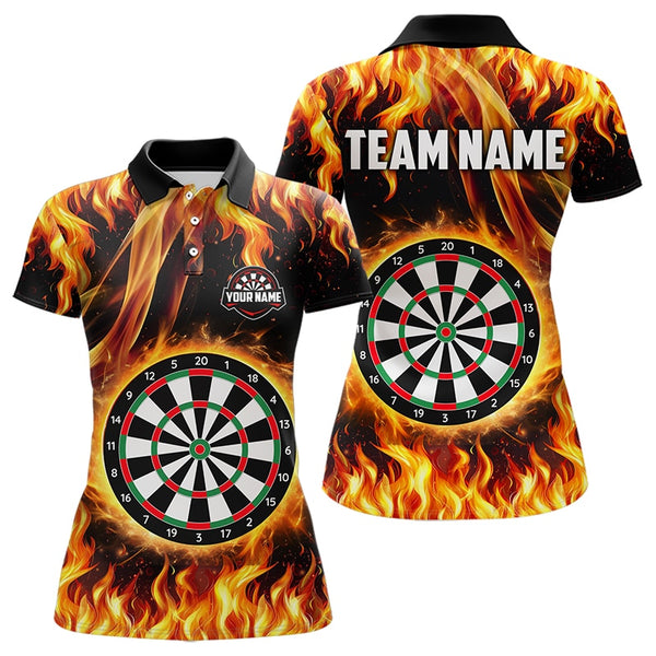 Flame Darboard Fire Pattern Custom Darts Polo, Quarter-Zip Shirts For Women Dart Team Jerseys NQS9459
