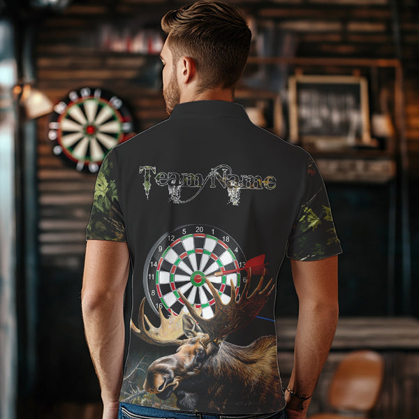 Personalized Black Camo Moose Darts Shirts For Men Custom Darts Team Jerseys NQS9467