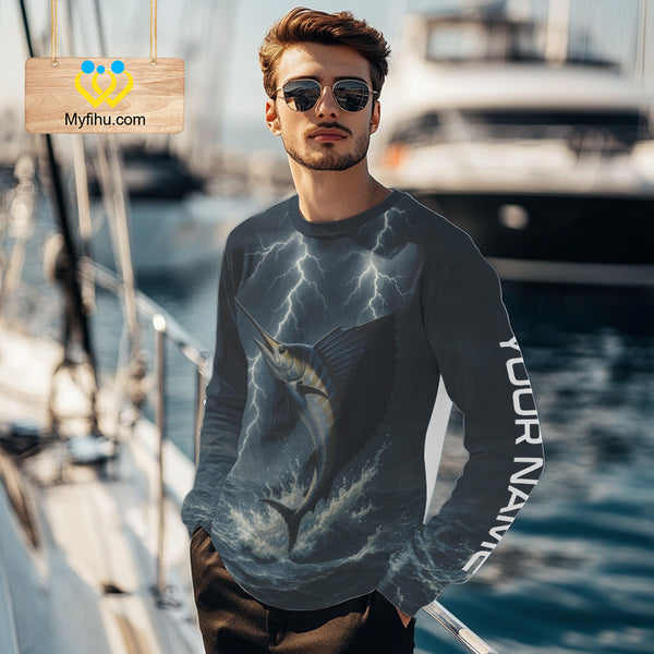 Sailfish fishing Lightning thunder Custom UV protection Sailfish fishing long sleeve shirt jerseys NQS10036