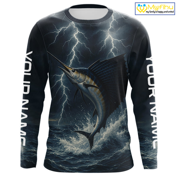 Sailfish fishing Lightning thunder Custom UV protection Sailfish fishing long sleeve shirt jerseys NQS10036