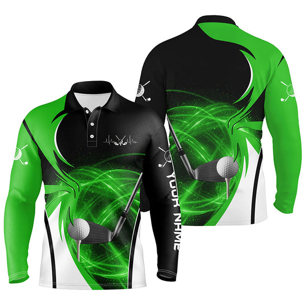 Mens golf polo shirts custom golf ball clubs, personalized golf gifts for men | Green NQS6257