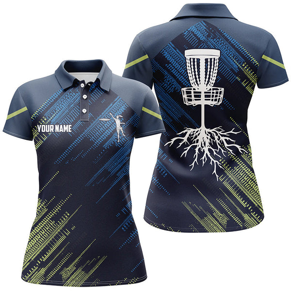 Green and blue Women disc golf polo shirts custom disc golf team disc golf jersey NQS6275