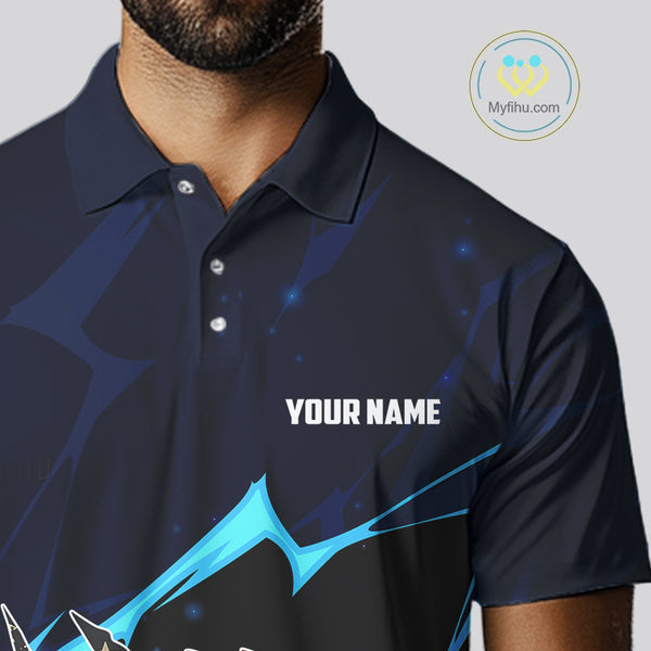 Vintage American Flag blue lightning Mens Golf polo shirts Custom patriotic Golf outfit For Mens NQS10059