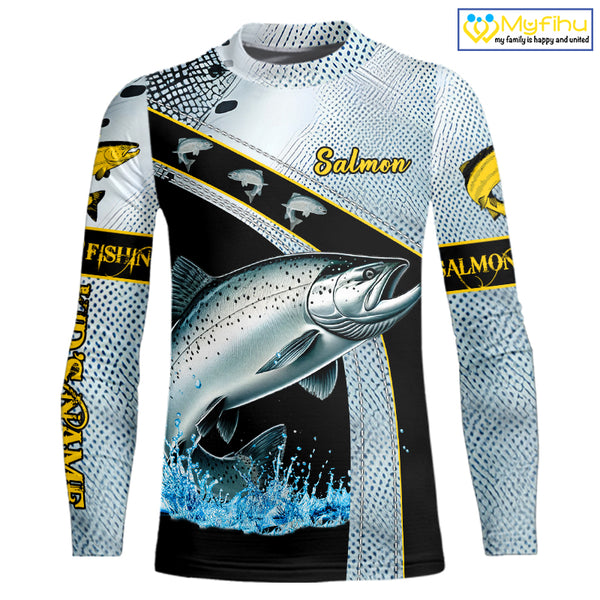 Chinook Salmon fishing scales UV protection Custom long sleeve fishing shirts, Salmon fishing jerseys NQS10216