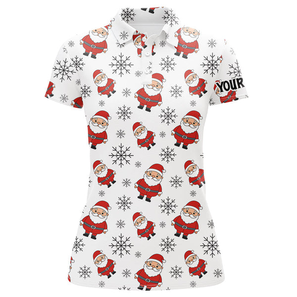 Santa snowflake Christmas pattern Women golf polo shirt custom Christmas ladies golf tops for Team NQS8868