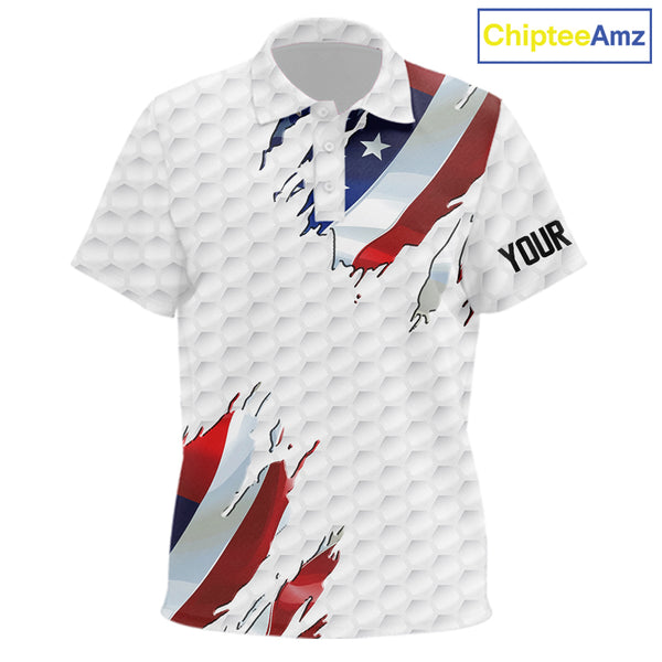 Red, white and blue American Flag golf pattern Kid golf polo shirts custom patriotic kid golf tops NQS9318