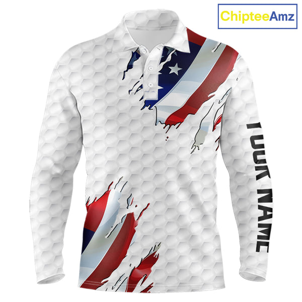 Red, white and blue American Flag golf pattern Mens golf polo shirts custom patriotic mens golf tops NQS9318