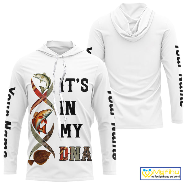 Redfish, Trout, Flounder fishing scales It's in my DNA Custom TX Slam UV Protection fishing shirts NQS10392