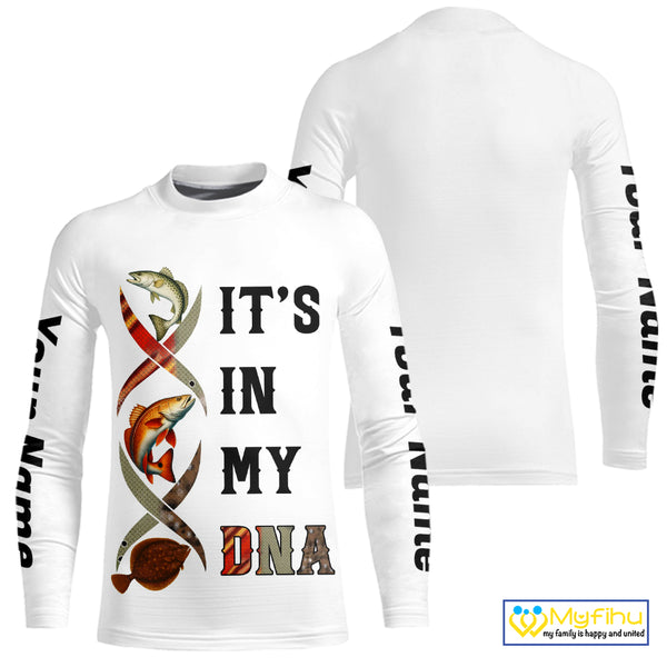 Redfish, Trout, Flounder fishing scales It's in my DNA Custom TX Slam UV Protection fishing shirts NQS10392