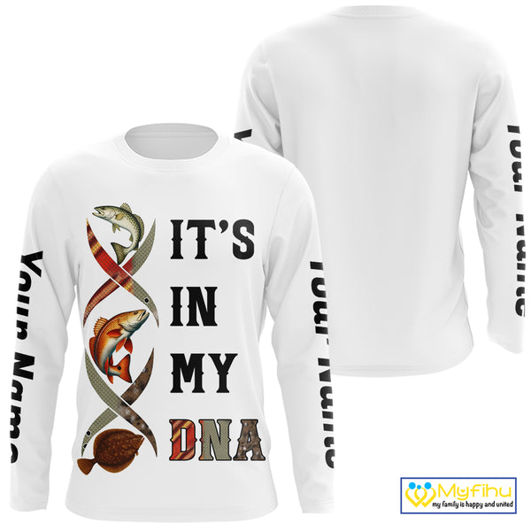 Redfish, Trout, Flounder fishing scales It's in my DNA Custom TX Slam UV Protection fishing shirts NQS10392