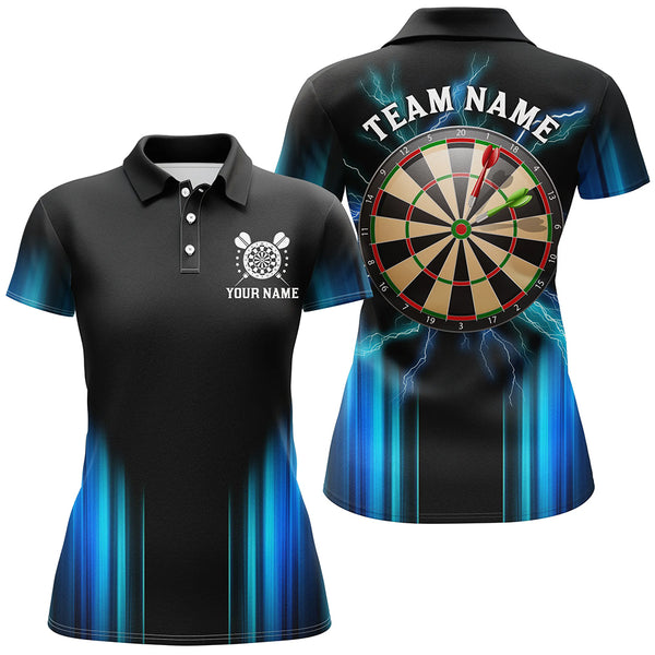 Black and Blue Light Dart Polo, Quarter Zip Shirt For Women Custom Dart Jerseys For Team NQS9132