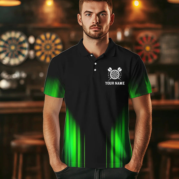 Black and Green Light Dart Polo, Quarter Zip Shirt For Men Custom Dart Jerseys For Team NQS9332