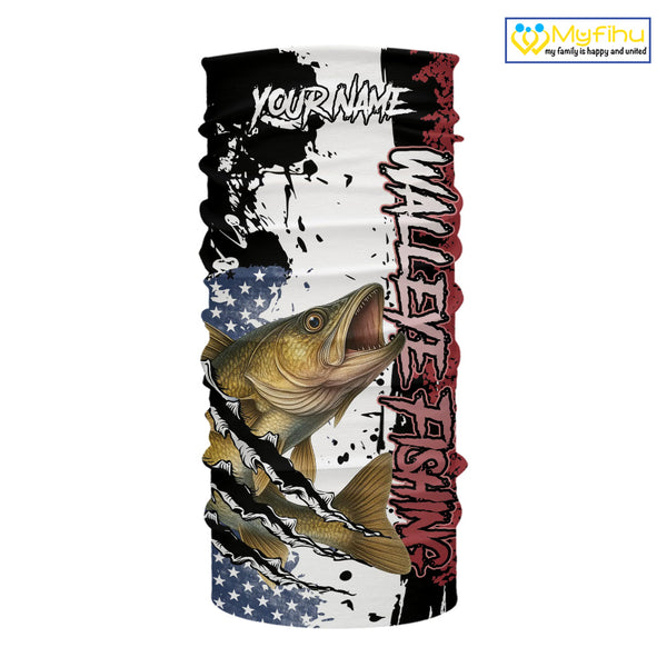 Red, white and blue Walleye fishing American Flag Custom patriotic Walleye fishing jerseys NQS9859