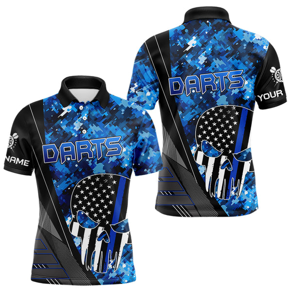 Black and White American Flag Skull Darts Blue Camo Darts Shirts For Men Custom Team Darts Jersey NQS9653