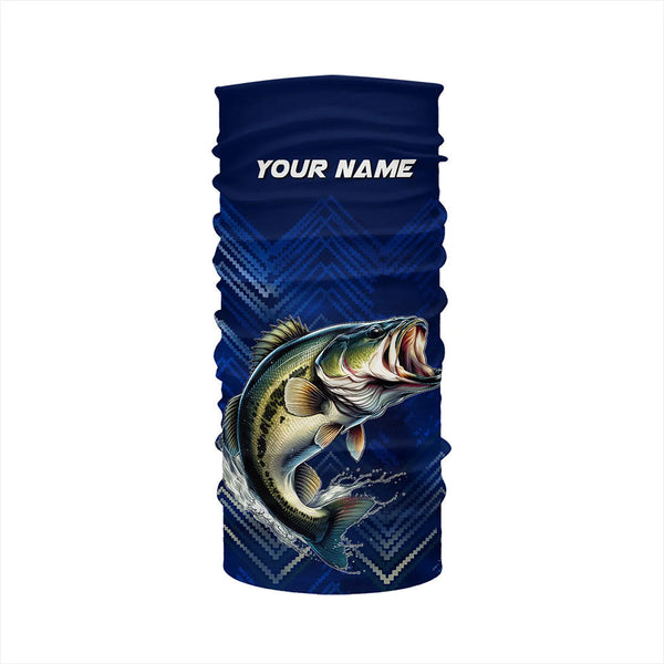 Largemouth Bass fishing blue camo Custom UV protection performance long sleeve fishing shirt NQS7159