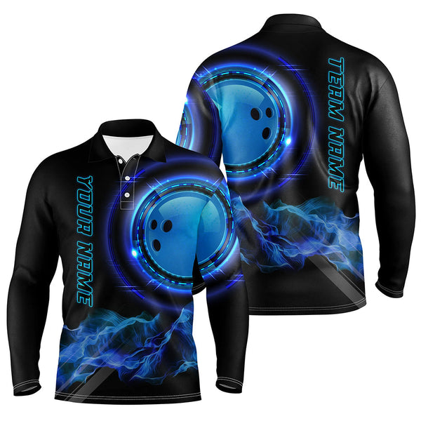 Blue Bowling Shirts for Men Personalized Bowling Team Jersey Custom Bowling Polo & Quarter-Zip Shirts NQS8452