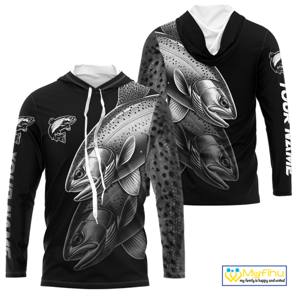 Rainbow Trout performance Fishing Shirts Custom Trout Fishing Long Sleeve Tournament Fishing Shirts NQS10114