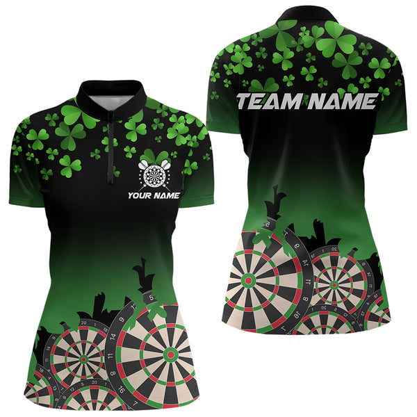 Green Shamrock Darts Board pattern Lucky Darts Shirt For Women Custom St Patrick Day Team Darts Jersey NQS9389