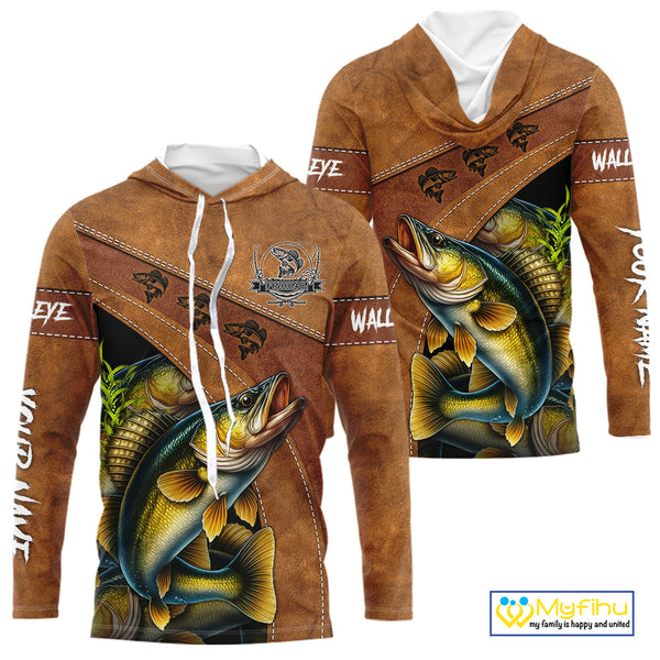 Walleye fishing UV protection custom name fishing shirts, performance shirts for men, women, kid NQS10265