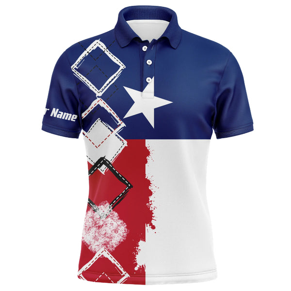 Mens golf polo shirts Texas flag patriot custom name golf shirts for men, gift for the golfers NQS4675