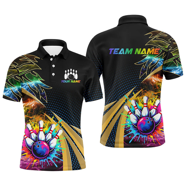 Colorful Bowling Polo, Quarter zip shirts For Men Custom Team Bowling Jerseys, Gift For Bowlers NQS8990