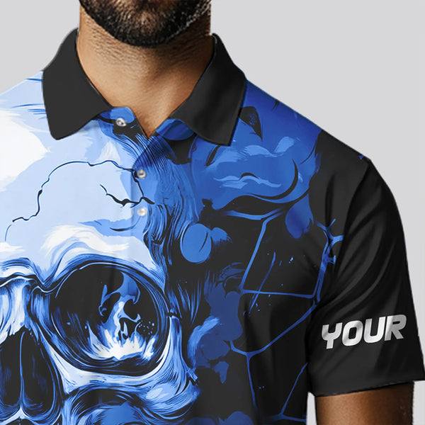Black and Blue Skull Golf Custom Men golf polo shirts, personalized golf tournament jerseys for team NQS9584