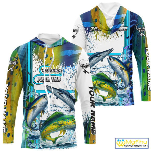 Mahi Mahi, Wahoo, Tuna slam fishing scales custom fishing team jerseys, Offshore fishing apparel NQS9997