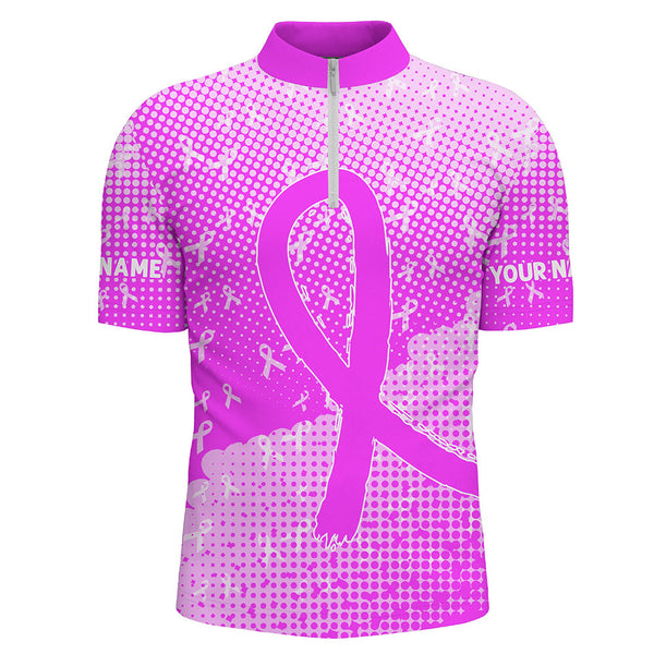 Purple ribbons pattern Custom Bowing Shirts For Men, Breast Cancer Awareness team bowling jerseys NQS8105