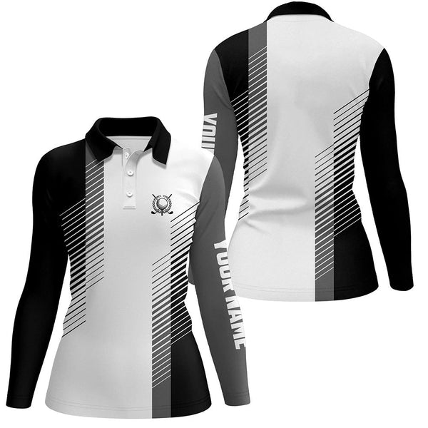 Black and white Womens golf polo shirts custom golf ball shirt for women, ladies golf top NQS7186