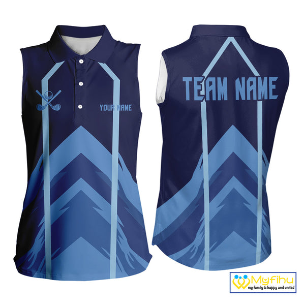 Sleeveless Golf polo shirts For Women custom team ladies golf top, unique golf gifts | Blue NQS10015