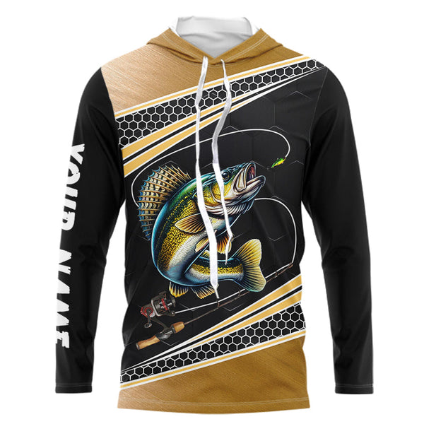 Walleye fishing yellow fish reaper sun protection custom performance long sleeve fishing shirts NQS3526